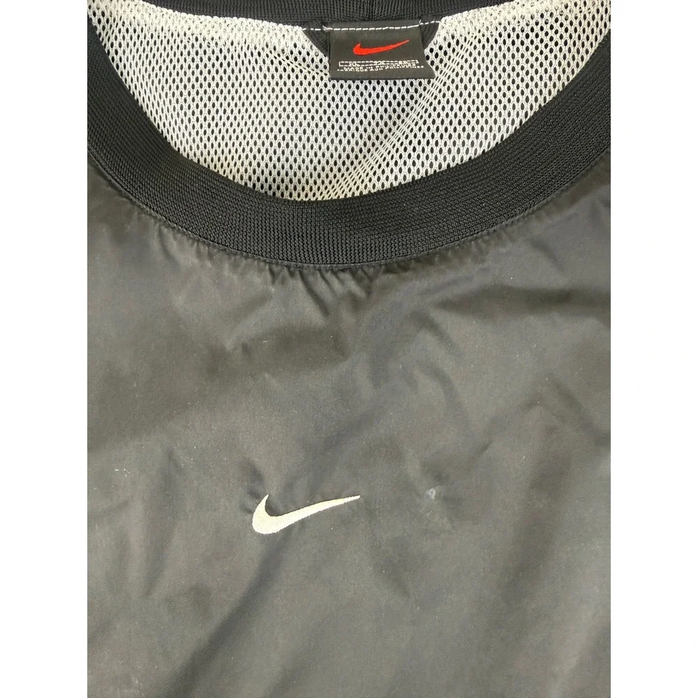 Nike Windbreaker Pullover Mens XL Black White Mesh Lined Side Stripe Swoosh FLAW